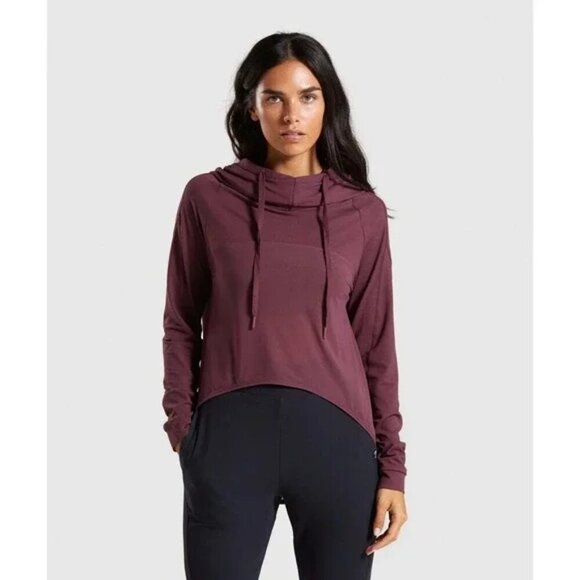 Gymshark Aura Hoodie Winter‎ Berry Pullover Long Sleeve Top Athletic size S - Picture 1 of 13